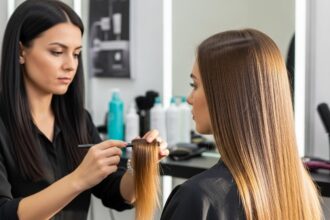 Cheveux lisses et brillants après un lissage brésilien