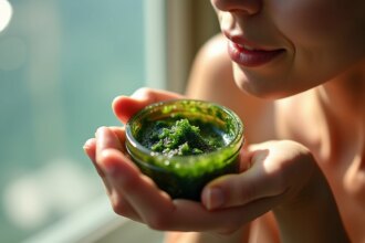 Femme souriante avec une peau éclatante et hydratée