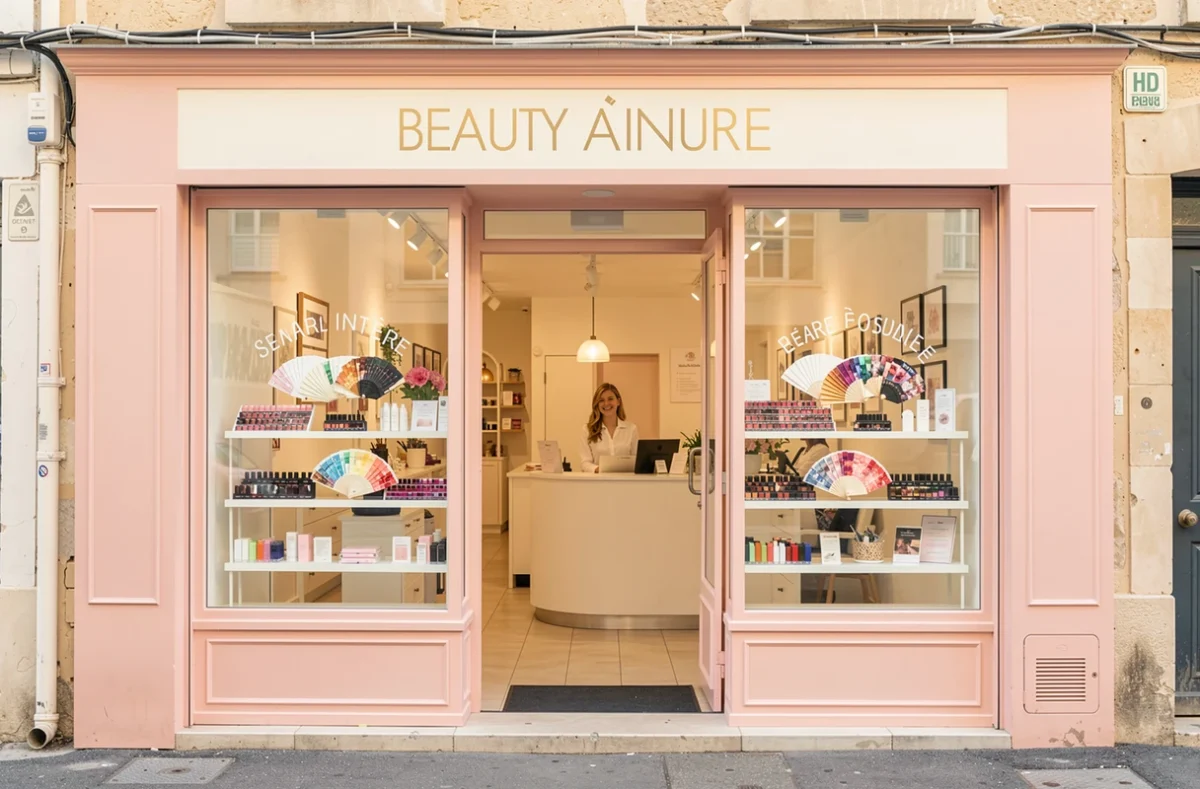 Devanture et intérieur de l'institut Capte n Beauté à Hyères, accueil souriant et espace de beauté coloré