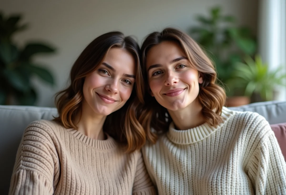 Jeune couple assis sur un canapé dans un salon chaleureux