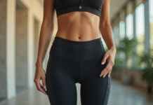 Femme confiante en leggings sportifs mettant en valeur ses hanches