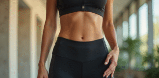 Femme confiante en leggings sportifs mettant en valeur ses hanches