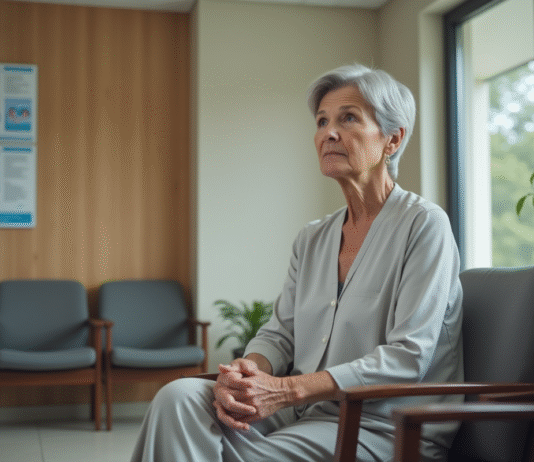 Personnes à éviter pour le traitement HIFU : découvrez qui ne devrait pas le recevoir ! Femme mature assise dans une salle d'attente moderne