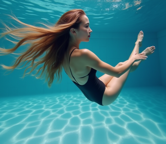 Apparence aquatique : comment avoir une belle allure dans l’eau ? Femme nageant dans une piscine intérieure en maillot une pièce