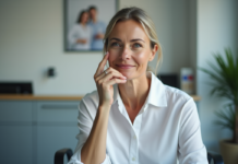 Apparence âge HIFU : réduire rides et rajeunir ? Femme d'environ 50 ans dans une clinique moderne