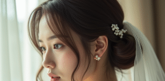 Comment accessoiriser une coiffure de mariage pour cheveux au carré Mariée avec coiffure courte et accessoires en perles