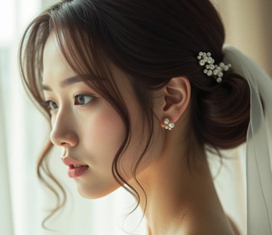 Comment accessoiriser une coiffure de mariage pour cheveux au carré Mariée avec coiffure courte et accessoires en perles