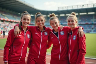 Jeunes athlètes féminines souriantes après entraînement