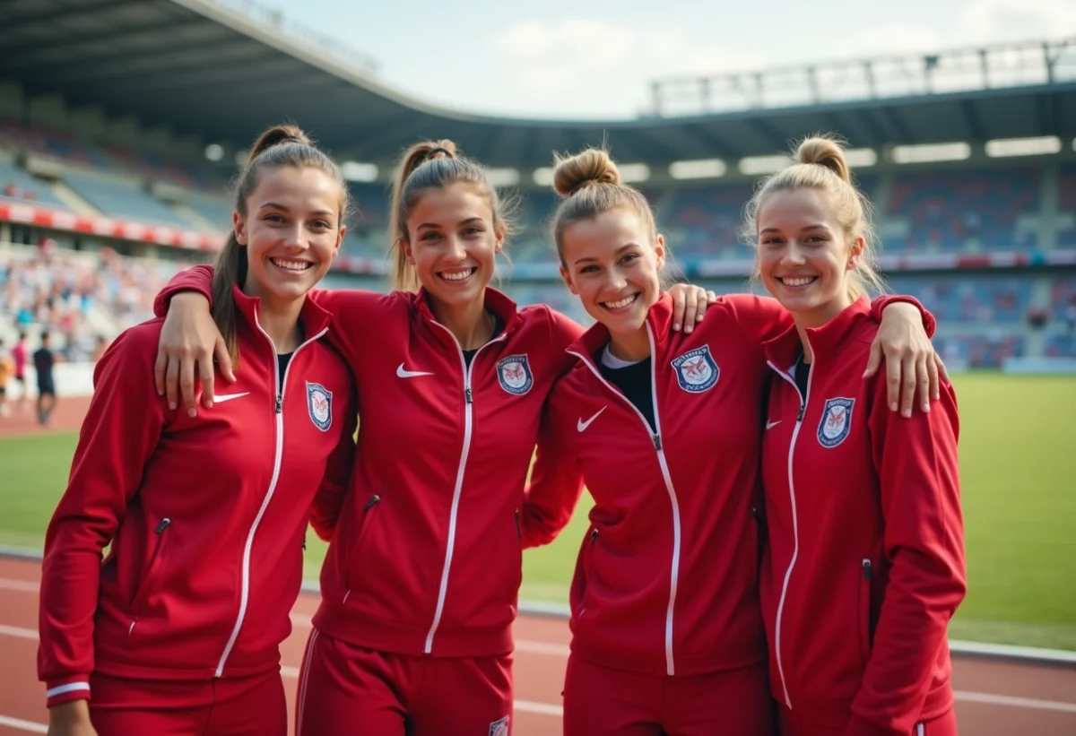 Jeunes athlètes féminines souriantes après entraînement