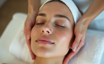 Massage du visage : quelle fréquence idéale pour votre peau ? Femme recevant un massage facial au spa visage éclatant