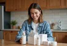 Recevoir des produits de marque gratuitement : nos astuces exclusives ! Femme souriante découvrant des soins naturels à la maison